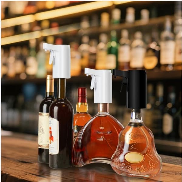 Smart sensor-driven wine dispenser USB rechargeable with touch control and adjustable four-level dosing for spirits, home bar and party White