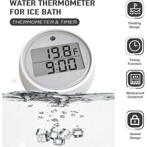 Isterapi Vandtermometer Timer - Digital Isterapi Temperaturtermometer, Flydende Pool Isvand Temperaturtermometer