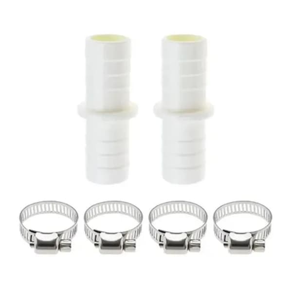 Avloppsslanganslutningar - Ospecificerad - Plastadapter - 2 st - 4 slangklämmor - Vit