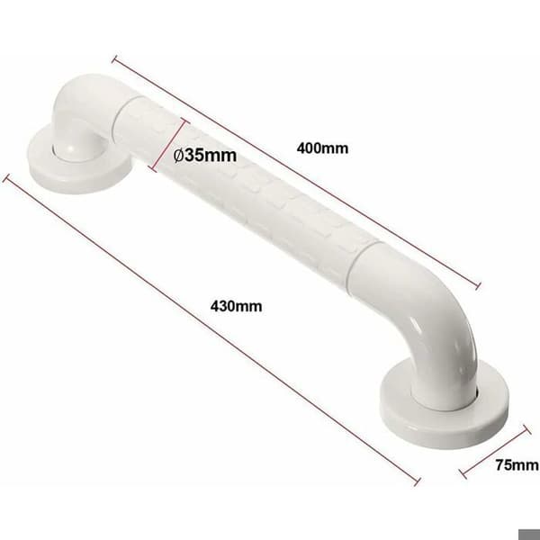400 mm toiletgreb - rustfrit stål - hvid - skridsikker