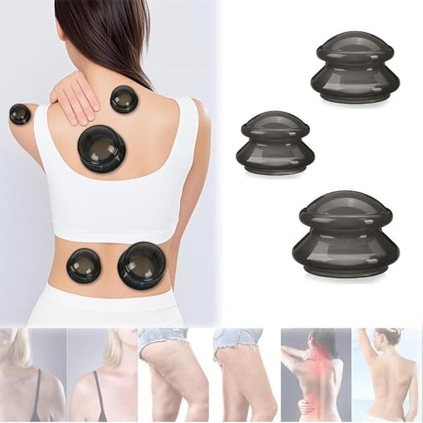 Bærbart akupunktur cupping sæt, cupping terapi sæt, silikone kopper, sæt med 3 anti-cellulite massage kopper, til lindring af muskler