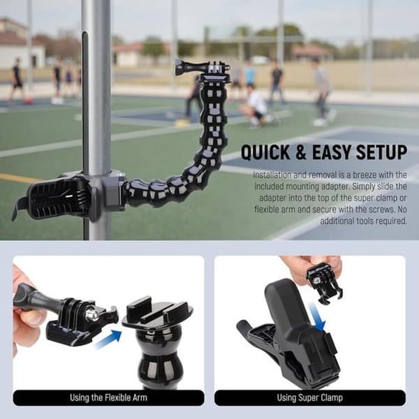 Flexible Clamp Mount, Super Clamp Desk Pole Mount for Action Cameras