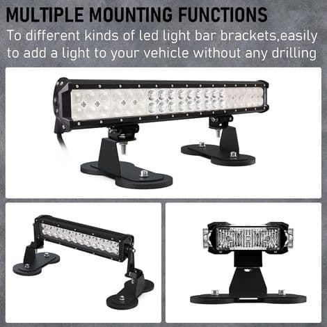 Magnetisk base LED-strip monteringsbeslag, stærk sugekopmontering til montering af lige buede side-LED-strips, 2-pak, sort