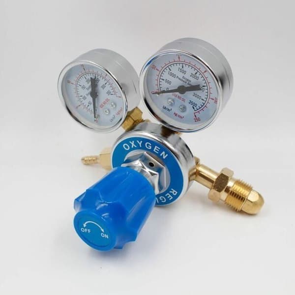 Mellemstor messingtrykregulator, iltregulator med G5/8 gevind, 0,250-25MPa