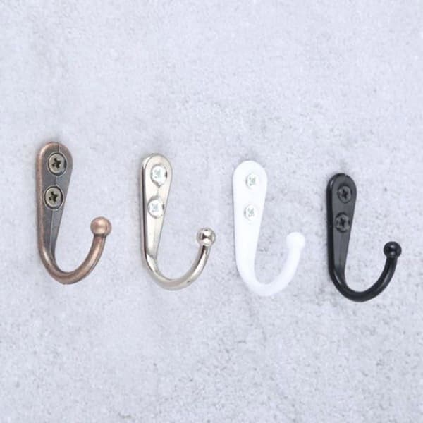 Vægkroge, sæt med 4 - Metal - Sort - Holdbar