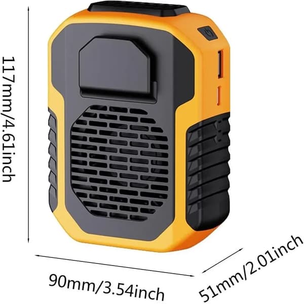 Portable Handheld Fan (Orange), Mini Waist Fan, 2-in-1 Fan, 3 Wind Speeds, USB Interface
