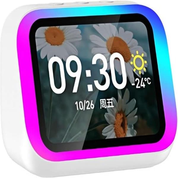 Smart Alarm Clock - Digital Clock - Charging Nightstand - AI Voice Assistant - HD Large Screen - White