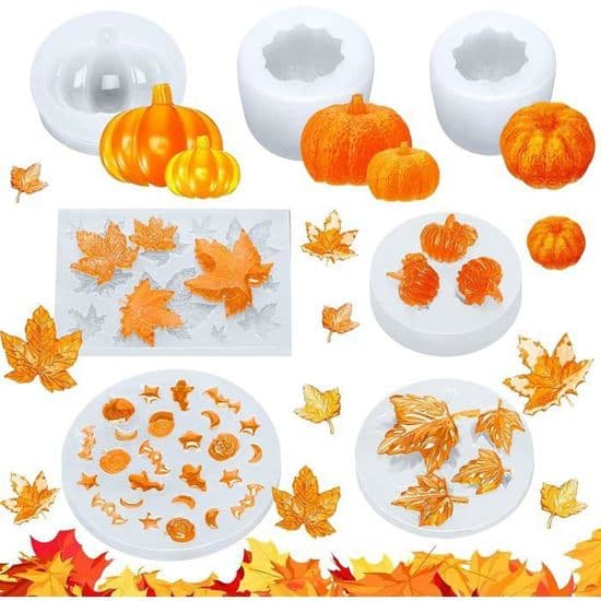 3D Silikone Græskar Epoxy Form, 7 Stk Græskar Epoxy Form, til Festival Efterår Høst Thanksgiving Halloween DIY