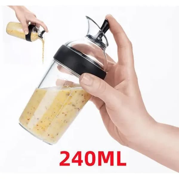 Salatdressing Shaker - 240ml - Sort - Rustfrit Stål - Sovseblander