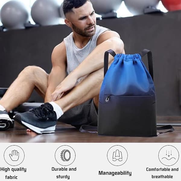 Swimming Bag - Drawstring Sports Bag - Waterproof - Large Capacity - Foldable - Backpack - 46*31*14 cm - Blue Gradient