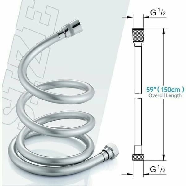 G12-suihkuletku - 1,5 m - kiertymätön - musta PVC