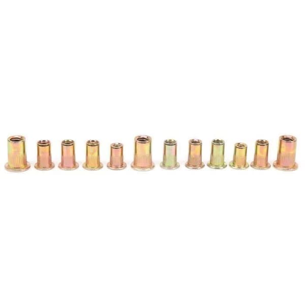 150-delars nitmutterset, galvaniserade nitinsatsmuttrar i kolstål 632 832 1024 1032 DIY