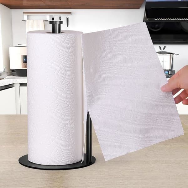 Sort køkkenrulleholder, rustfrit stål, egnet til standard og store køkkenruller, 31*17 cm, mat sort