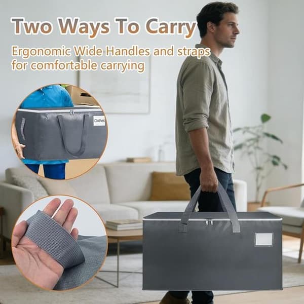Large Storage Bag - Moving Bags Set - Move Items - Waterproof Tear-Resistant - 90 Liters Four - Grey