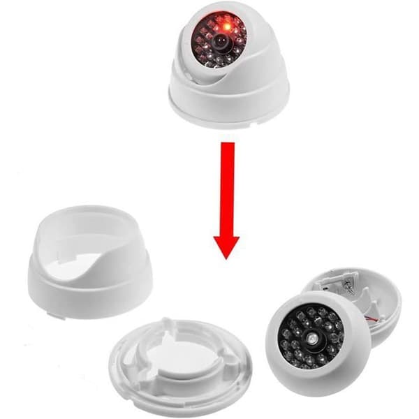 Dummy Dome-kamera 2-pack - Trådlös - Röd LED - Hemsäkerhet