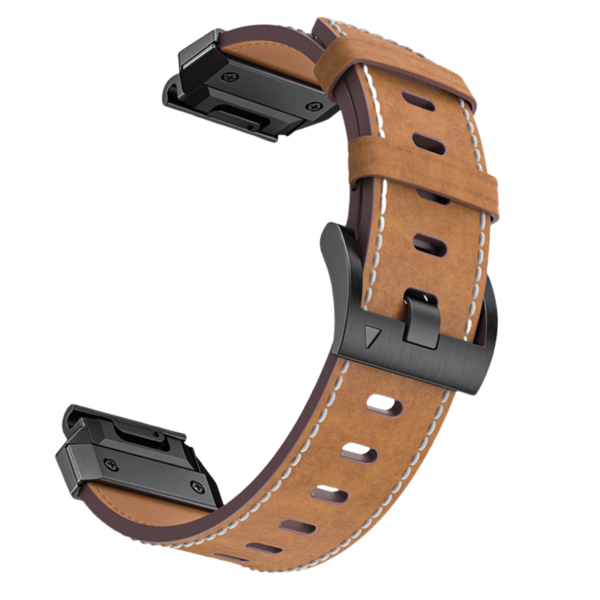 Ægte læderurrem til Garmin Fenix 8/7X/7/6/5/965 Sort 26 mm