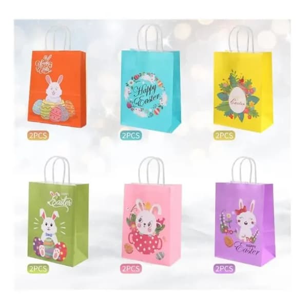 Presentpåsar - Ej specificerat - 12-pack - Återvinningsbart papper - Blandat - Sex olika färger
