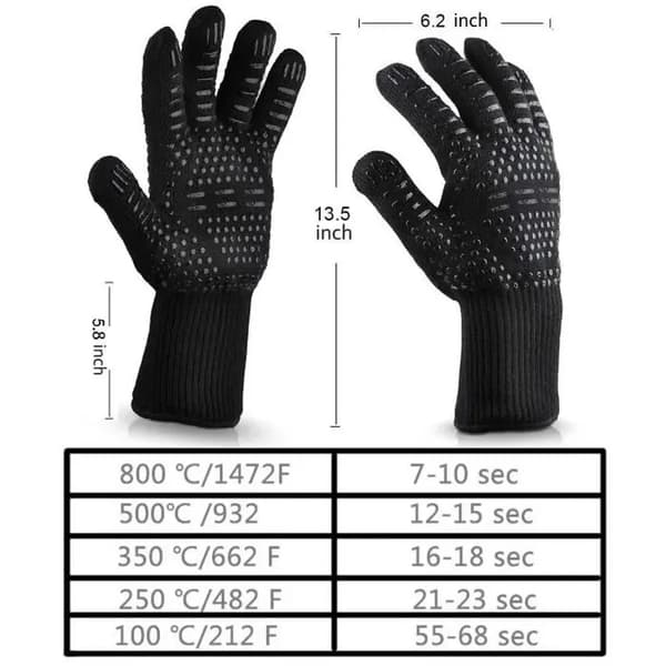 Varmebestandige grillhandsker - Op til 800°C - Universal - 1 par