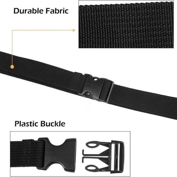 Fire hurtigudløsende spændestropper, bagagestropper, bagagesikringsstropper, velegnet til kufferter og rygsække, sorte, 2,5 meter * 2 centimeter.