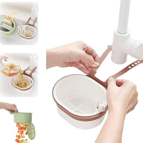 White Hanging Sink Basket/Waste Basket