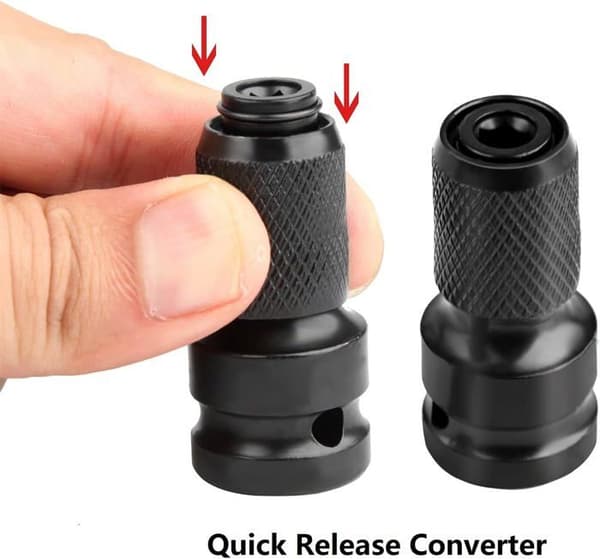 Slagnøgle Bit Adapter, 1/2\" Firkant til 1/4\" Sekskant Fatningsadaptere, 2 Stykker