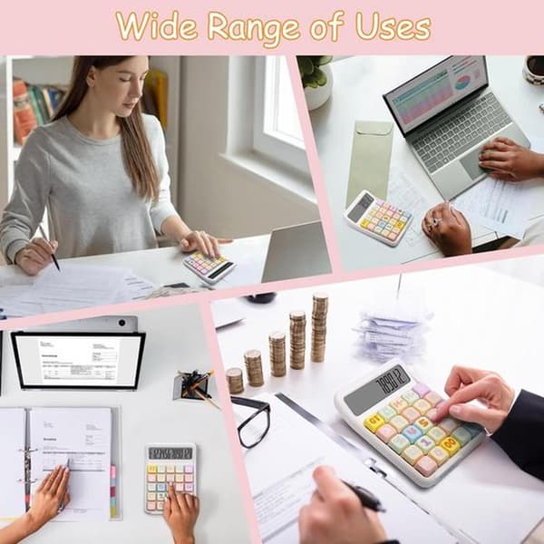 Mechanical Keyboard Calculator - 12-Digit Large LCD Display - Large Keys, True Mechanical Keyboard, Office Desktop Calculator - Study