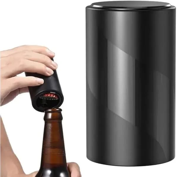Automatisk magnetisk øloplukker, push-pull flaskeåbner, automatisk køkkentilbehør til hjemmet, sort