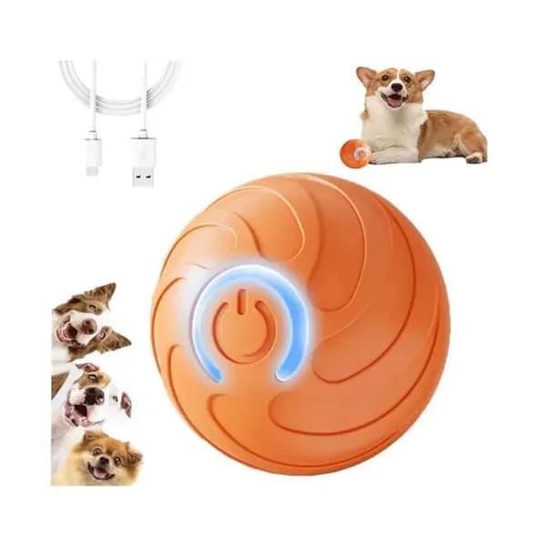 Interaktiv hundebold, smart hundelegetøjsbold, USB genopladelig smart bold med LED-lys, orange