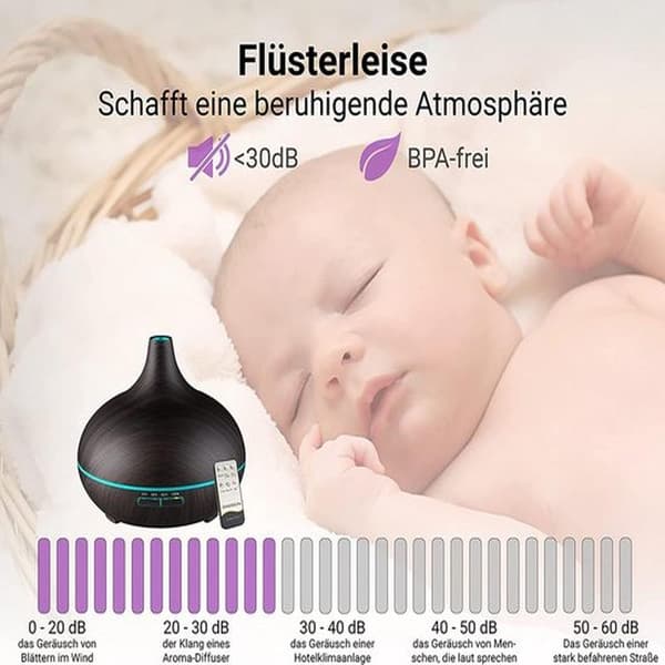 Aromadiffuser - BPA-fri, aromaterapi, luftfugter, ultralydsluftfugter, ultralydsluftfugter