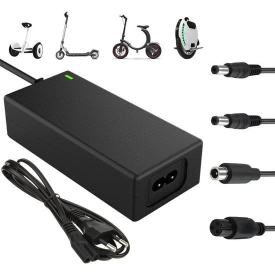 Batterioplader til el-scootere, 42V 2A, til hoverboards, 36V, med 4 stik