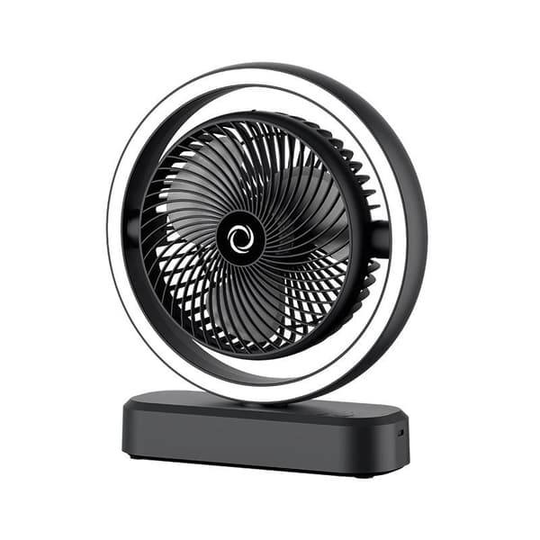 Electric Desk Fan with Oscillating Function, Air Circulation Fan, Extra Lighting, Suitable for Office, Dorm, Home, Black, 2025