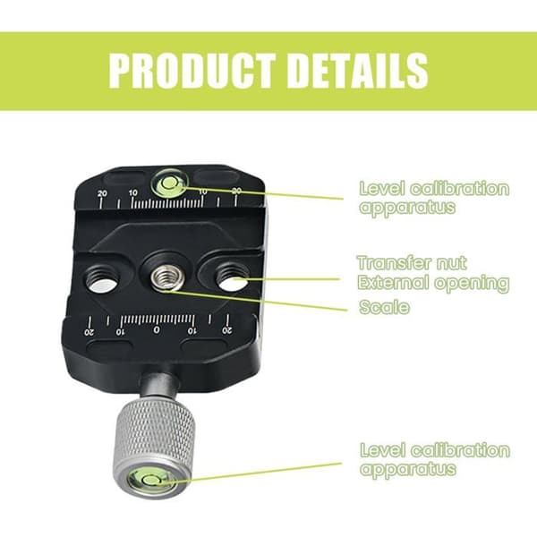 Quick Release klemme, metalklemme til kamera, quick release plade, 38 mm bred, sort