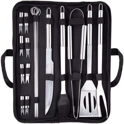 Grillredskap i rostfritt stål - Bärbart grillkit för utomhus-/camping-/trädgårdsbruk