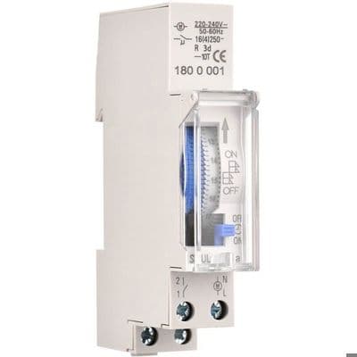 24-timmars mekanisk timer, 15-minuters minimitimer, skenmontering, integrerat batteri