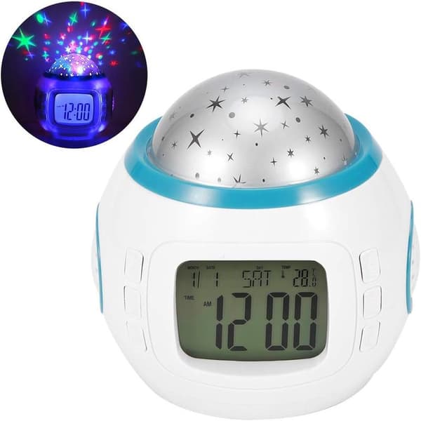 Starry Sky Projector, LED Musical Alarm Clock, Multifunctional Temperature Display, Alarm Calendar, Countdown Timer for Children