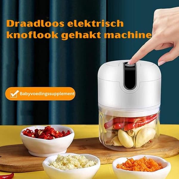 3-blade Electric Vegetable Cutter - Rechargeable - Mini Food Processor - White/Blue