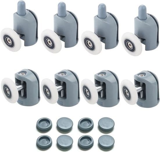 8-delt skydedørsruller til bruser, 23 mm brusedørsruller, bruseniche ruller