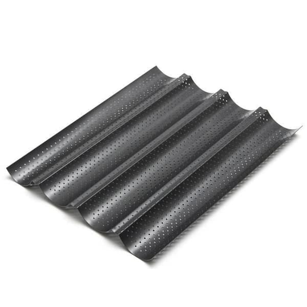Bageform til baguette franskbrød, non-stick, bølgeformet, sort