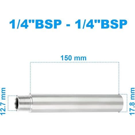 2 stk. 150 mm 1/4\" hun x 1/4\" han BSP nippel støbt rør 304 rustfrit stål rørfittings