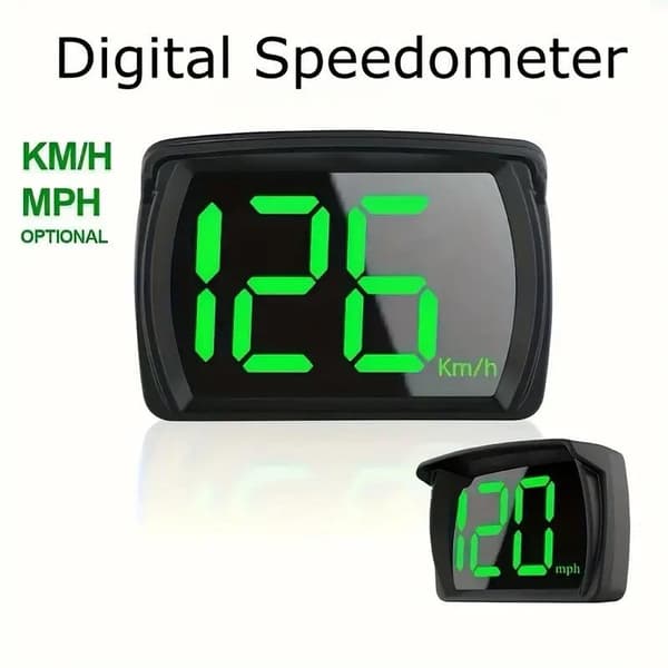 GPS digitalt speedometer, universelt HUD-speedometer, KM/T (kilometer i timen), sort