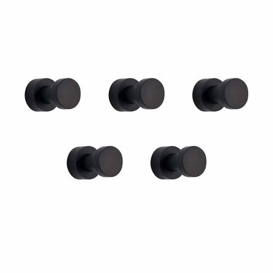 Matte sorte håndklædekroge, sæt med 5 rustbestandige metalvægkroge