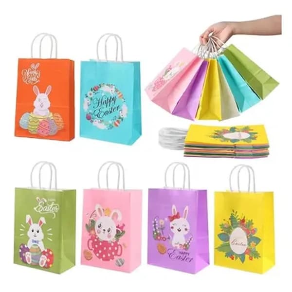 Presentpåsar - Ej specificerat - 12-pack - Återvinningsbart papper - Blandat - Sex olika färger