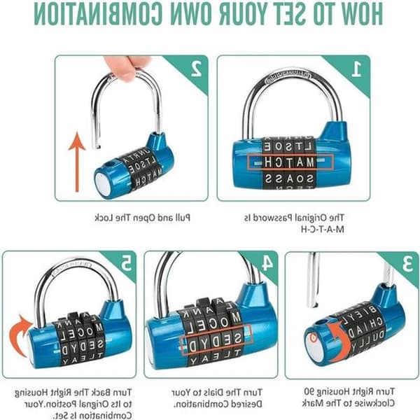 Secure and Reliable Five-Digit Travel Combination Lock, Suitable for Suitcases and Luggage - Blue