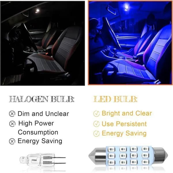 LED-lampor för bilbelysning, 24-pack, för registreringsskyltsbelysning, blå