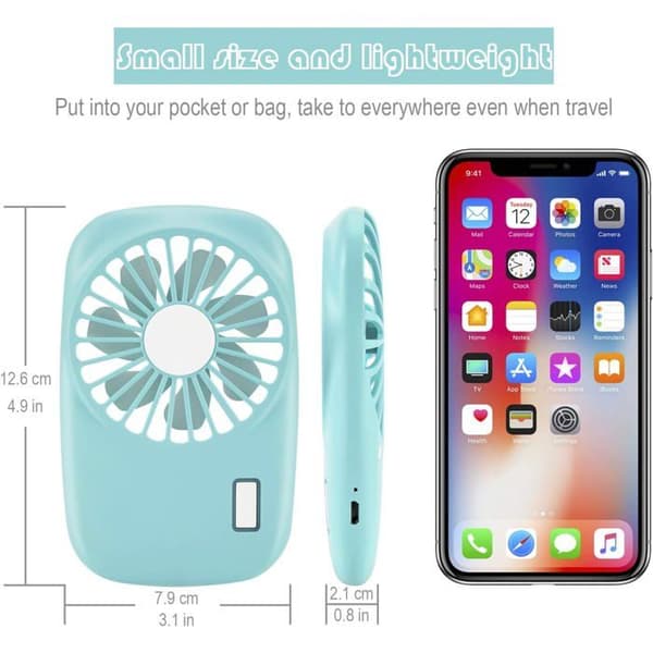 Kraftfuld Mini Bærbar Ventilator - USB Genopladelig - Justerbar Hastighed - Bærbar