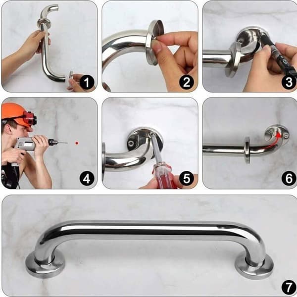 2 stk. robust gribestang i rustfrit stål til badekar, bruser, toilet, 30 cm