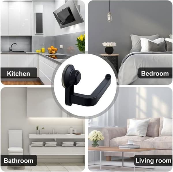 Sort toiletpapirholder - Selvklæbende - Plastik - 17L x 8W cm