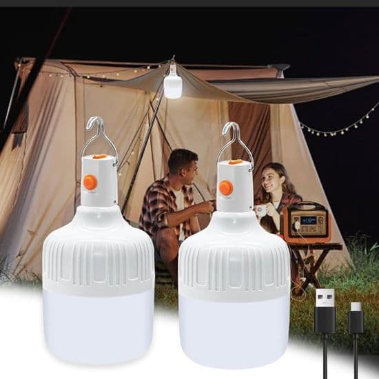 LED Campinglys, USB Oppladbart Campinglys, 3 Lysmoduser, Justerbar Lysstyrke, Bærbar Campinglykt for Fiske, Fotturer og Camping