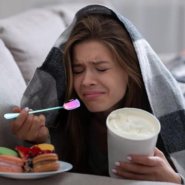 Sæt med 6 lange dessertskeer i rustfrit stål - Perfekt til iskaffe, latte macchiato og milkshakes