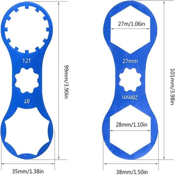 4 Pieces, Bike Fork Wrench, Bicycle Fork Repair Tool, Double Fork Socket Wrenches, Disassembly and Installation Wrench, Bicycle, Red and Blue